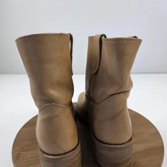 Durango Boots Mens Size 9 Tan Leather Pull On Roper Western Short Ankle Work‎